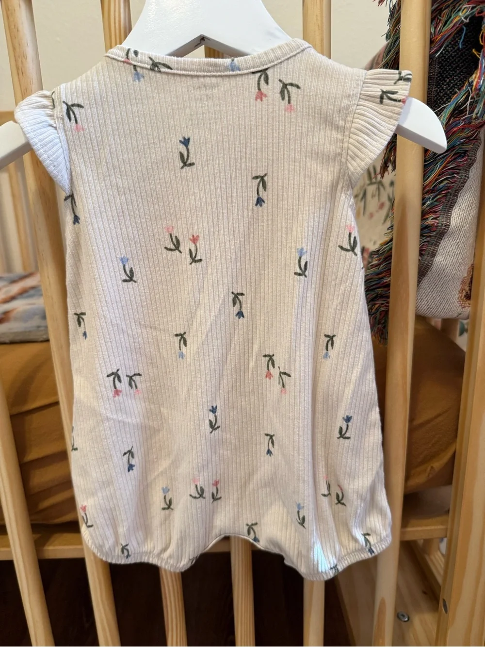 Carter's Cream Ribbed Floral Bubble Onesie